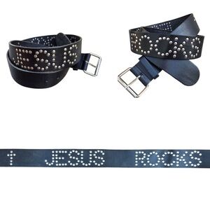 AllSaints Studded Leather Belt – Brown – Size Small